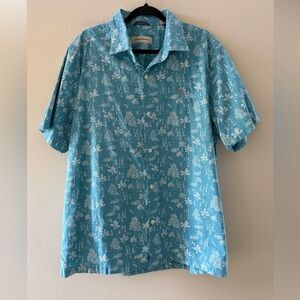 Tommy Bahama Men’s Tropical Print Turquoise Button Down Shirt